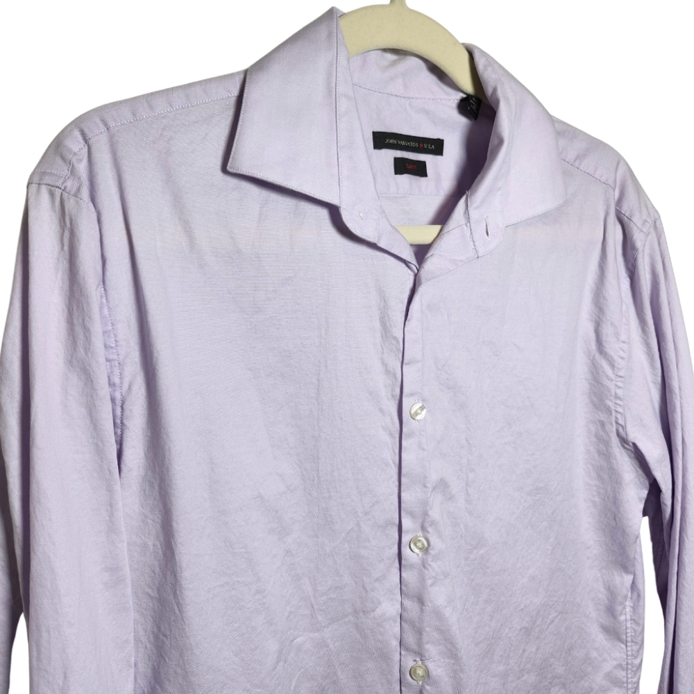 John Varvatos Mens Long Sleeve Button Down Dress Shirt Lavender Color